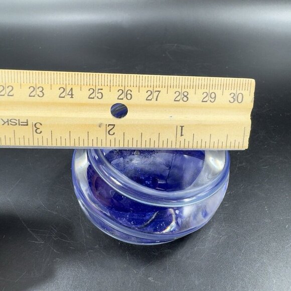 Hand Blown Studio Glass Paperweight Figurine Cobalt Blue Swirl Clear Edges VTG - Picture 4 of 16